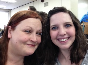 Me and Jess, so excited that we got to sit RIGHT BEHIND the authors!! 